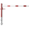 Swing barrier | with pull rope reinforcement | for casting in concrete, hot-dip galvanized and white coated with red reflecting stripes | Barrier arm length: 1500 mm | for padlock